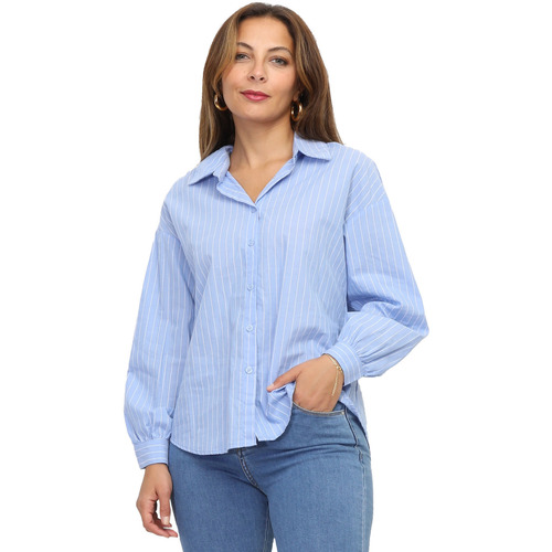 Textil Mulher camisas La Modeuse 69092_P161061 Azul
