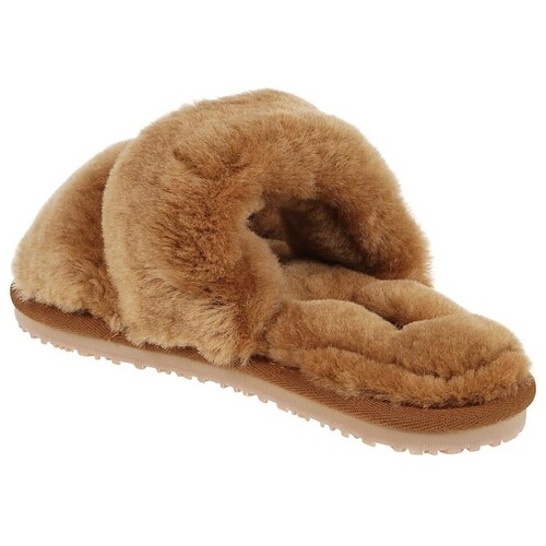 Mou 2-STRIPES SHEEPSKIN SLIPPER Castanho