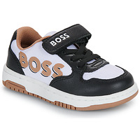 Sapatos Rapaz Sapatilhas BOSS CASUAL J50875 Preto / Branco / Camel