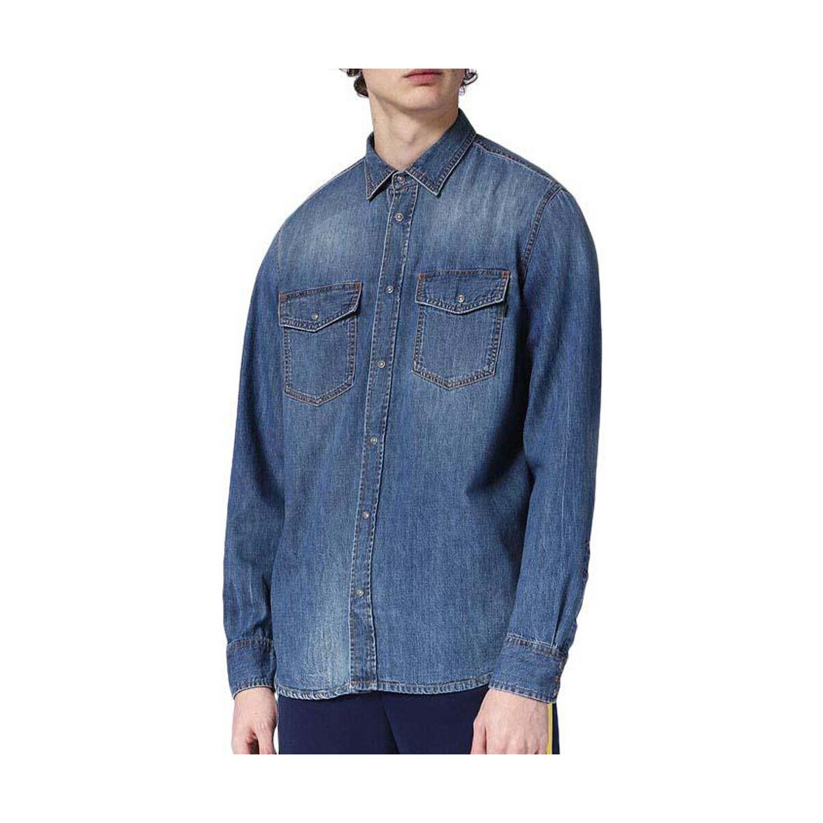 Textil Homem Camisas mangas comprida Diesel  Azul