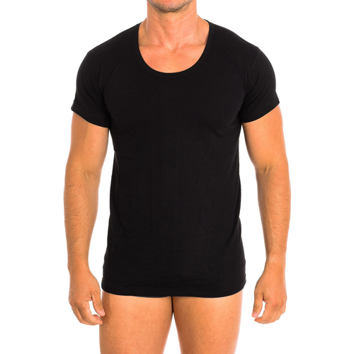 MSGM embroidered-logo cotton T-Shirt Nero Homem Camisolas de interior Kisses&Love 1002-NEGRO Preto