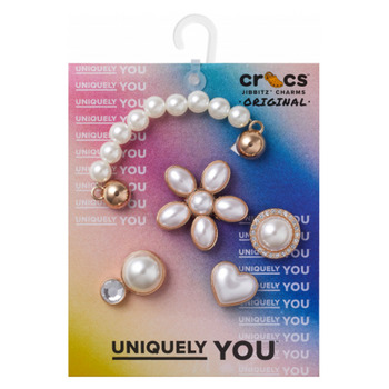 Acessórios Acessórios para calçado Zuecos Crocs Dainty Pearl Jewelry 5 Pack Branco / Ouro