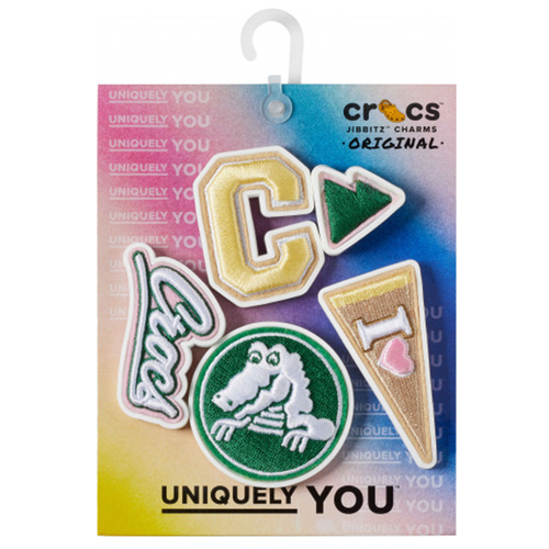 Acessórios Acessórios para calçado Chanclas Crocs Chanclas Crocs Varsity Patch 5 Pack Bege / Verde