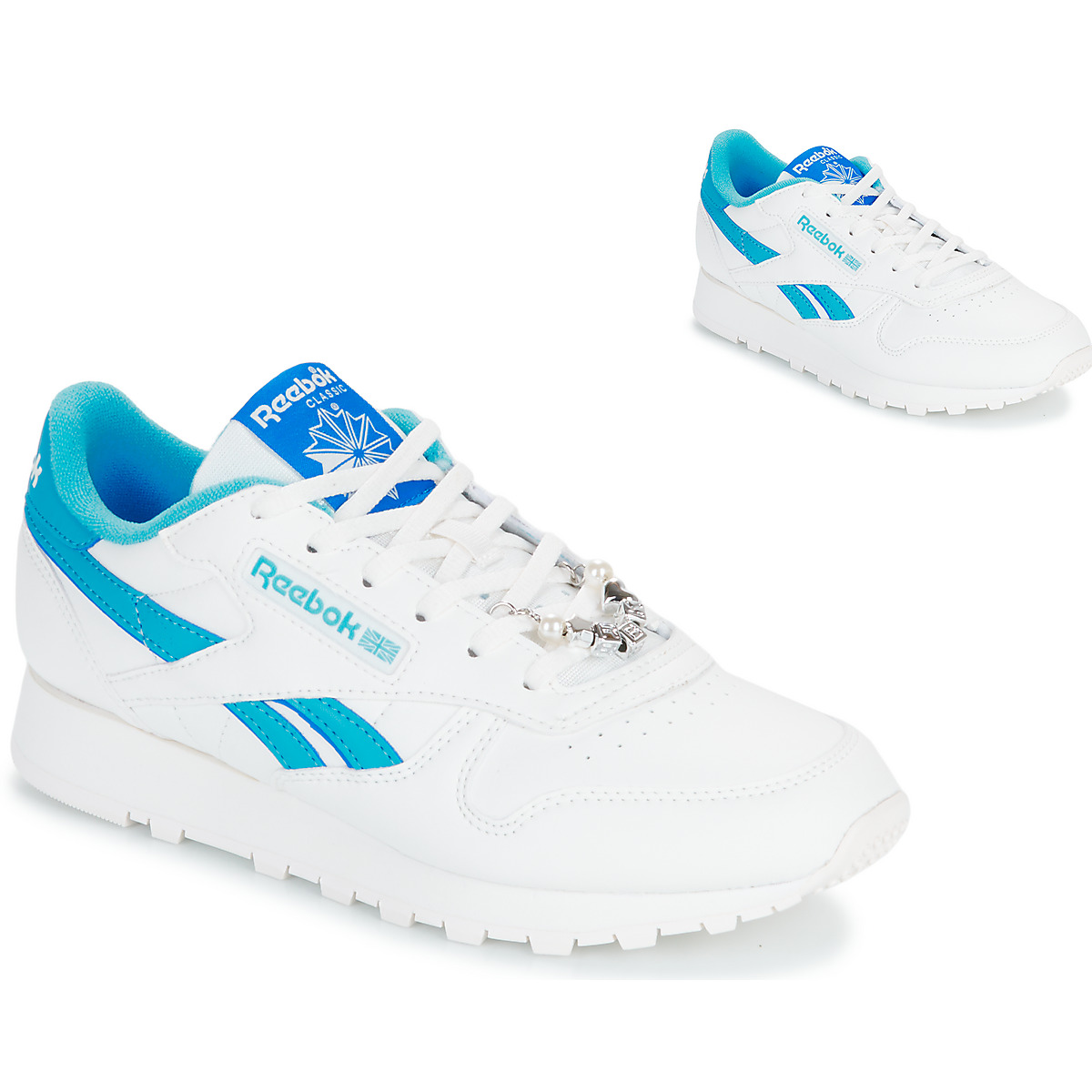 Sapatos Mulher Sapatilhas Reebok Classic CLASSIC LEATHER VEGAN Branco / Azul