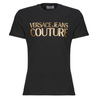 Textil these T-Shirt mangas curtas Versace Jeans Couture 76GAHT00 Preto / Ouro