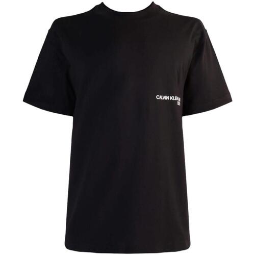 Textil Homem T-Shirt mangas curtas Calvin Klein T-shirt Stacked Logo  Preto