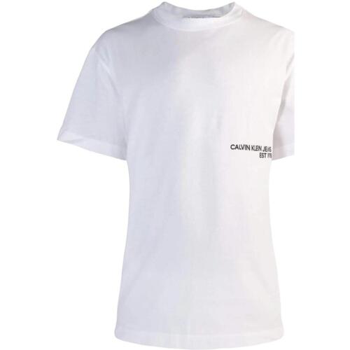 Textil Homem T-Shirt mangas curtas Calvin Logo Klein Jeans  Branco