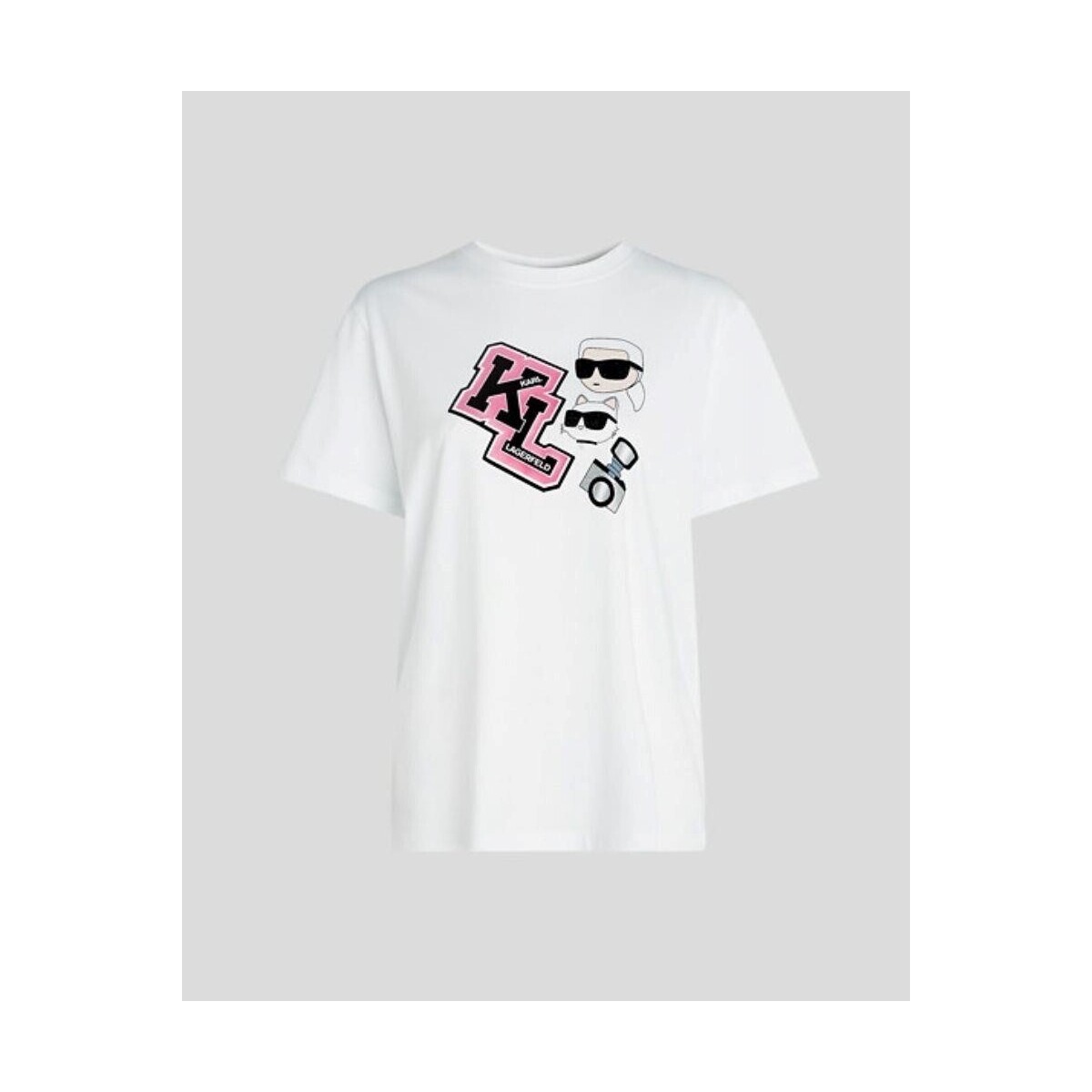 Textil Mulher T-shirts e Pólos Karl Lagerfeld 240W1727 OVERSIZED IKONIK VARSITY TEE Branco