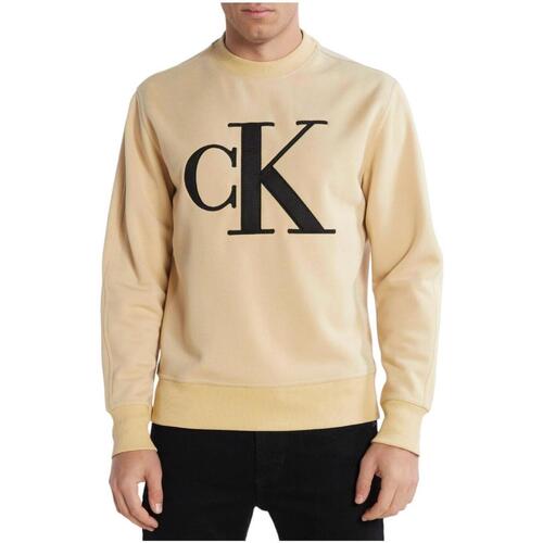 Textil Homem Sweats Calvin Klein T-shirt Stacked Logo  Bege