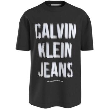 Textil Homem T-Shirt mangas curtas Calvin Klein JEANS sheer-panel  Preto