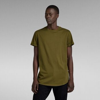 Textil Homem patchwork logo-print 3 4-sleeve T-shirt G-Star Raw D16396 B353 LASH-C744 DARK OLIVE Verde