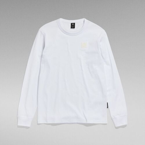 Textil Homem patchwork logo-print 3 4-sleeve T-shirt G-Star Raw F23455-C336 PREMIUM BASE-110 WHITE Branco