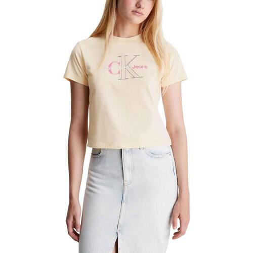 Textil Mulher T-shirts e Pólos Calvin Klein Jeans  Amarelo