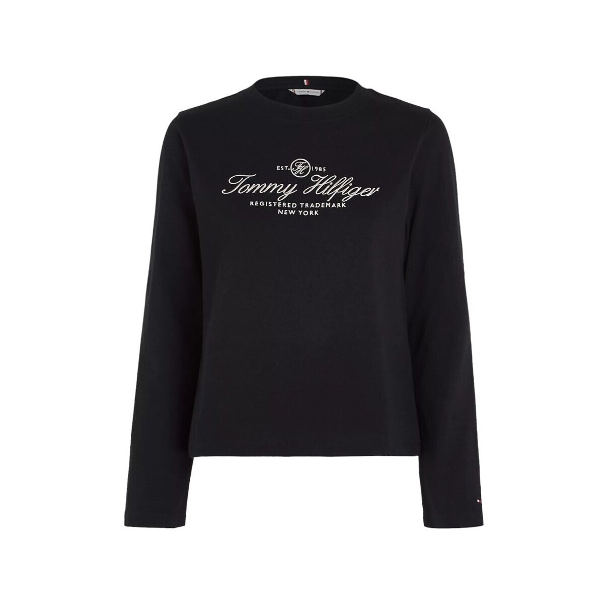 Textil Mulher T-Shirt mangas curtas Tommy Hilfiger SCRIPT C-NK LS Preto