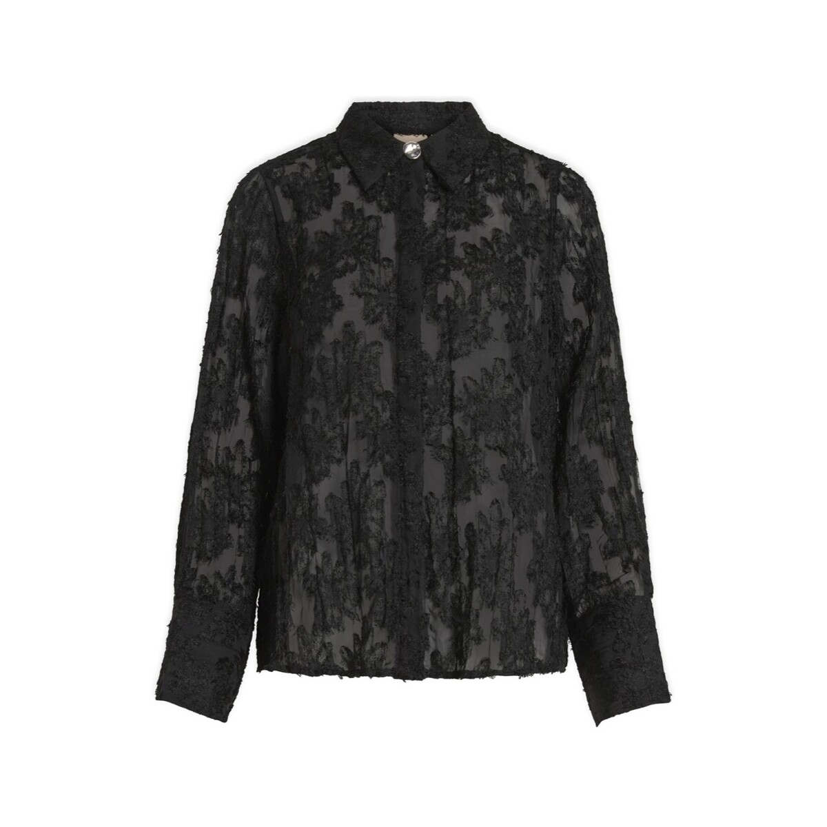 Textil Mulher Tops / Blusas Vila Camisa Kyoto L/S - Black Preto