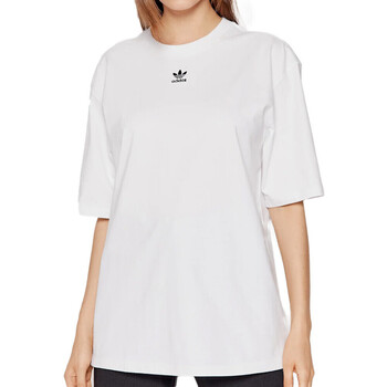 Textil Mulher T-Shirt mangas curtas adidas castanho Originals  Branco