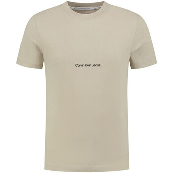 Textil Homem T-Shirt mangas curtas Calvin Klein T-shirt Stacked Logo  Castanho