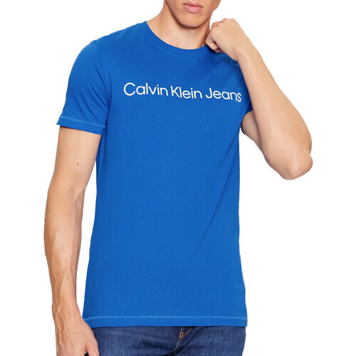 Textil Homem T-shirts e Pólos Tecnologias Calvin klein Hybrid Logo Koszulka Z Krótkim Rękawem  Azul