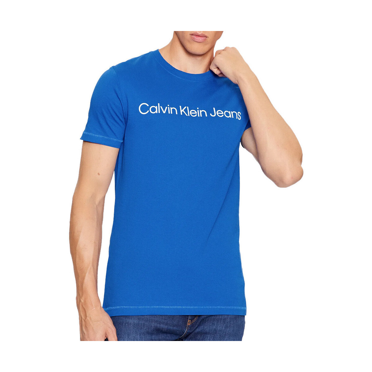 Textil Homem T-shirts e Pólos Calvin Klein Jeans  Azul