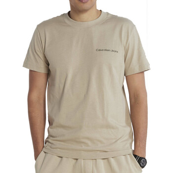 Textil Homem T-shirts e Pólos Tecnologias Calvin klein Hybrid Logo Koszulka Z Krótkim Rękawem  Bege