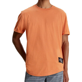 Textil Homem T-shirts e Pólos Tecnologias Calvin klein Hybrid Logo Koszulka Z Krótkim Rękawem  Laranja