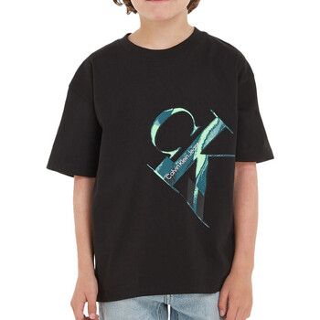 Textil Rapaz T-shirts e Pólos Calvin Klein Jeans  Preto