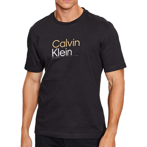 Textil Homem T-shirts e Pólos Tecnologias Calvin klein Hybrid Logo Koszulka Z Krótkim Rękawem  Preto