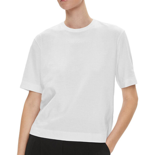 Textil Mulher T-shirts e Pólos Calvin Klein Kids CJ1PJ43TE039  Branco