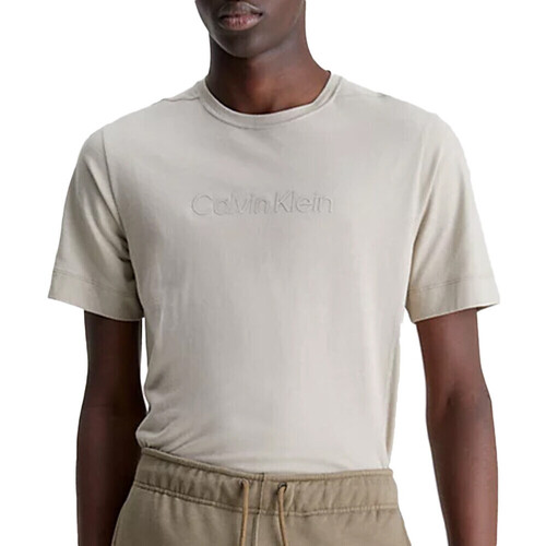 Textil Homem T-Shirt mangas curtas Calvin Klein T-shirt Stacked Logo  Bege