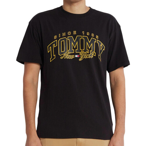 Textil Homem T-Shirt flounce curtas Borracha Tommy Hilfiger  Preto