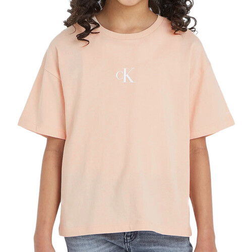 Textil Rapariga T-shirts e Pólos Cinturón infantil CALVIN KLEIN JEANS Stack Logo Aop Belt IU0IU00281 Black Stacked Logo Aop 0GK  Rosa
