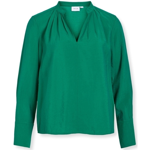 Textil Mulher Regarde Le Ciel Vila Top Milla L/S - Ultramarine Green Verde