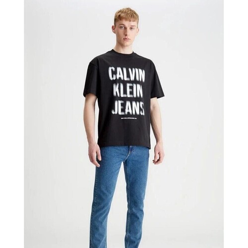 Textil Homem T-Shirt mangas curtas Calvin Klein Academy JEANS J30J324648 Preto