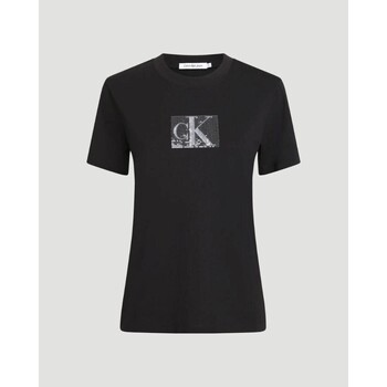Textil Mulher T-shirts e Pólos Calvin Klein Jeans  Preto