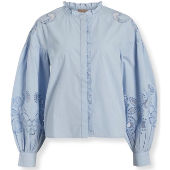 Textil Mulher Top Kasa L/s - Birch/cloisonne Vila Camisa Faye L/S - Skyway Azul