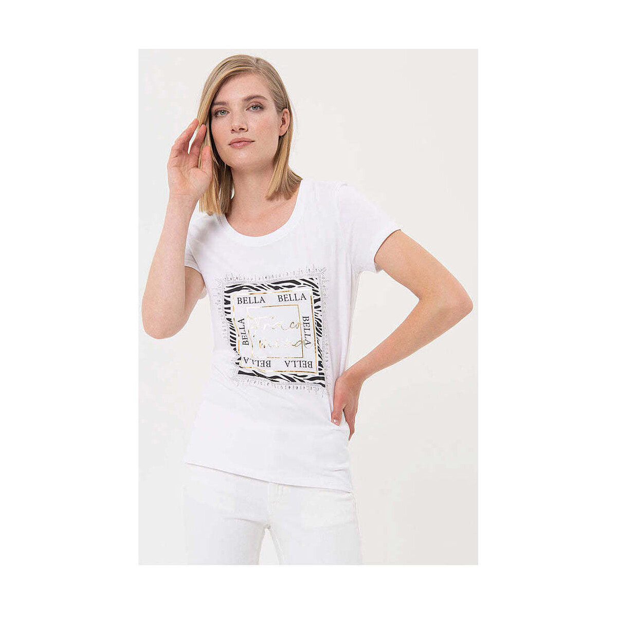 Textil Mulher ETRO T-shirt con ricamo paisley Nero Fracomina FR24ST3004J40110-278-1-1 Branco