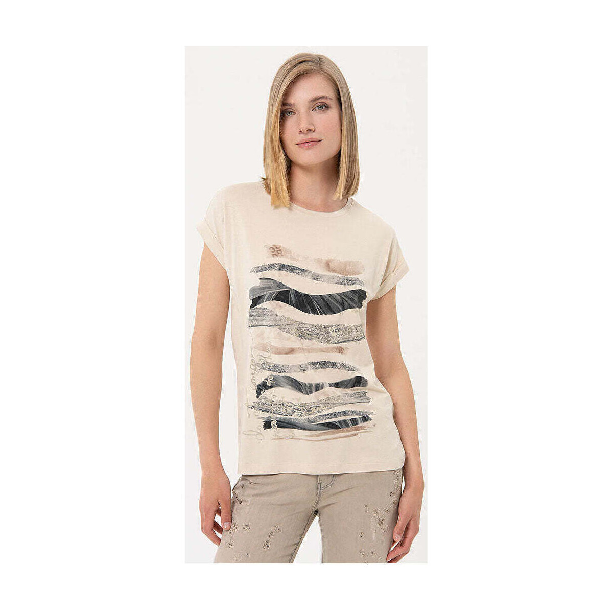 Textil Mulher T-shirts e Pólos Fracomina FR24ST3013J451N5-251-7-1 Bege