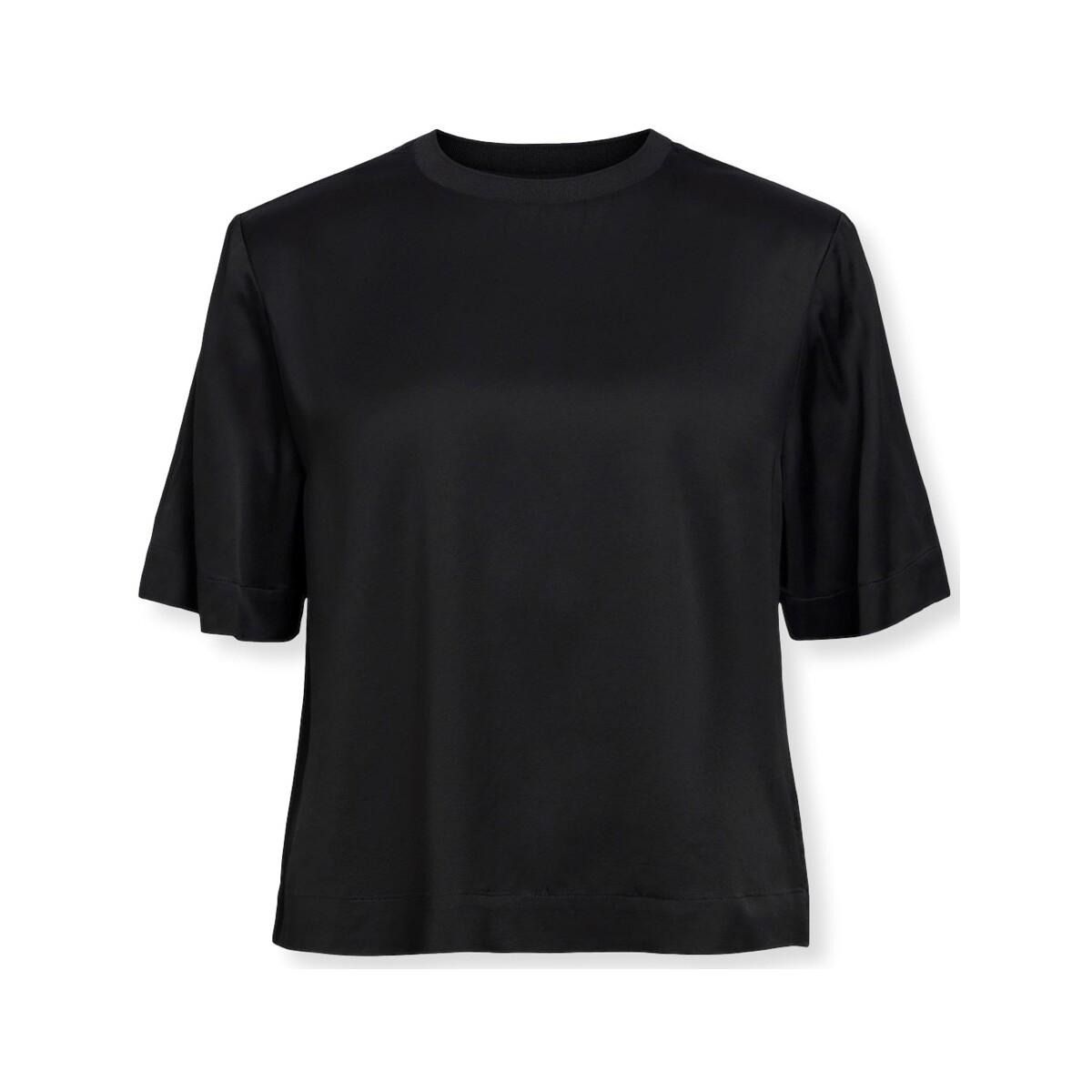Textil Mulher Sweats Object Top Eirot S/S - Black Preto