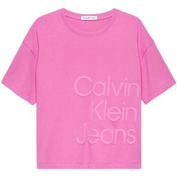 Textil Rapariga T-Shirt mangas curtas Calvin Klein Jeans IG0IG02346 Rosa