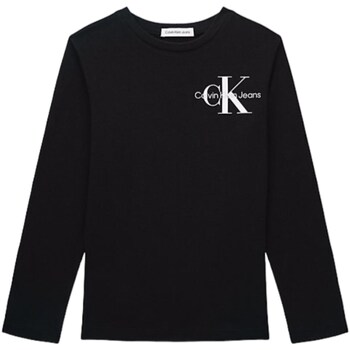 Textil Rapaz T-shirt mangas compridas Calvin Klein Gabbana JEANS IB0IB01457 Preto
