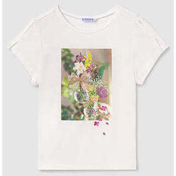 Textil Rapariga T-shirts e Pólos Mayoral 6003-77-1-23 Branco