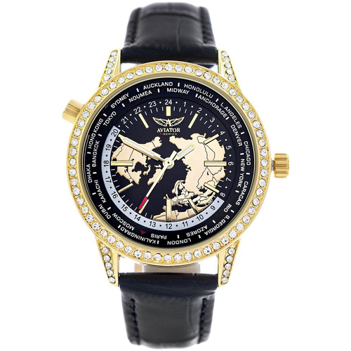 Calçado de homem a menos de 60 Mulher Relógio Aviator F-Series Gold Collection Preto