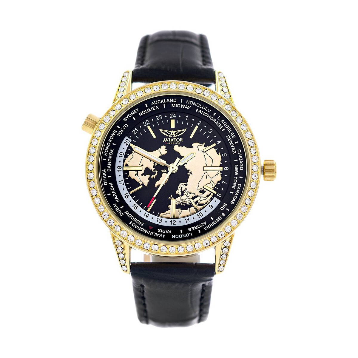 Relógios & jóias Mulher Relógio Aviator F-Series Gold Collection Preto