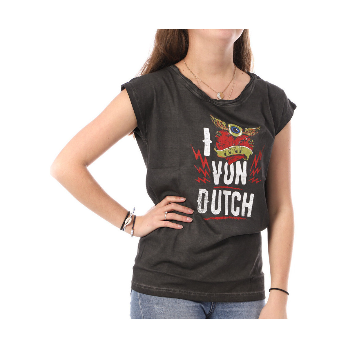 Textil Mulher T-shirts e Pólos Von Dutch  Preto