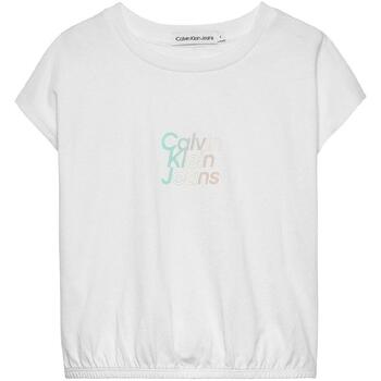 Textil Rapariga T-Shirt mangas curtas Calvin Must Klein Jeans  Branco
