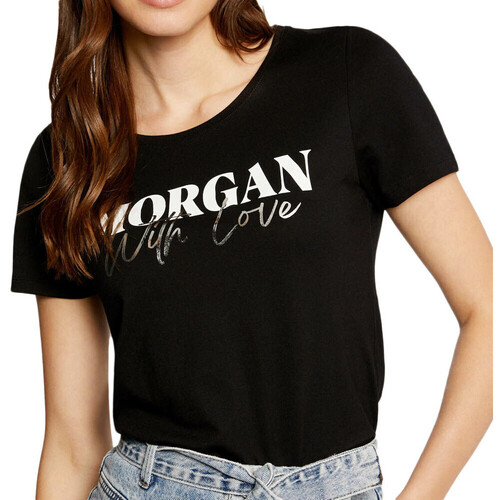 Textil Mulher T-shirts e Pólos Morgan  Preto