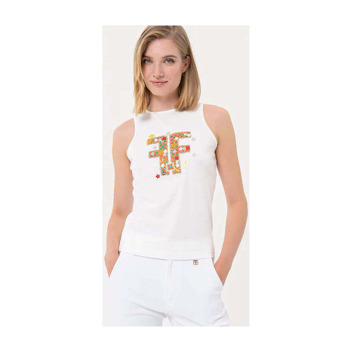 Textil Mulher T-shirts e Pólos Fracomina FR24ST2003J401N5-278-1-1 Branco