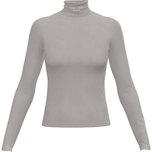 Textil Mulher camisolas Calvin Klein Jeans Stacked Logo LS Roll Cinza