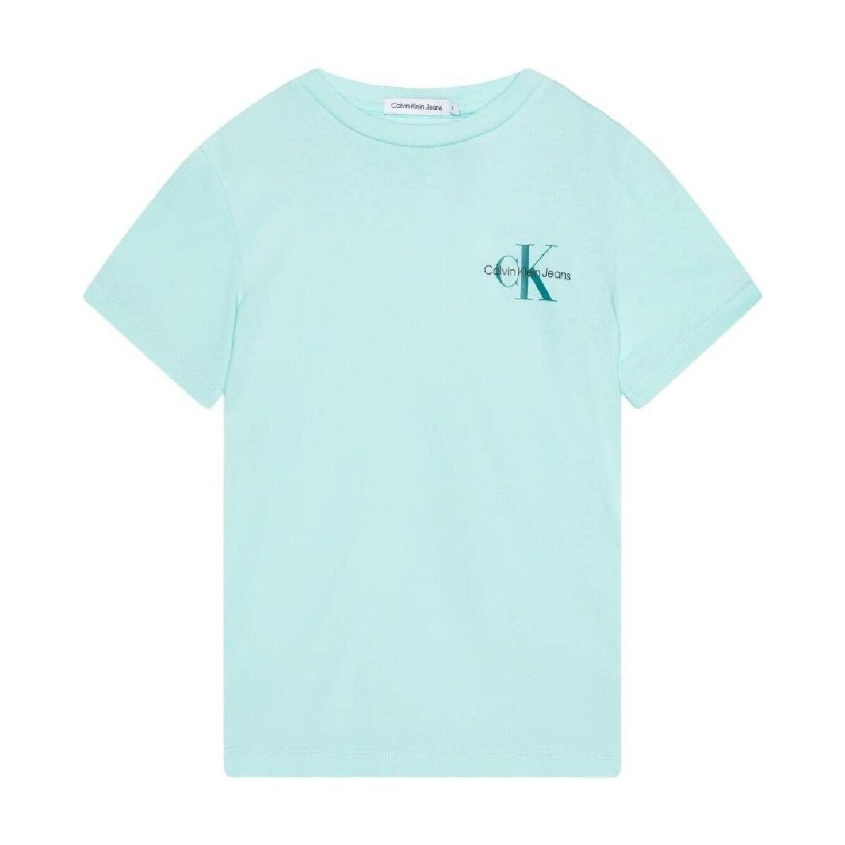Textil Rapaz T-Shirt mangas curtas Camiseta negra de manga larga con cuello de pico y logo de icono de Calvin Klein Jeans  Azul