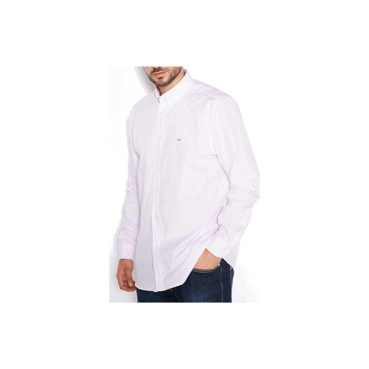 Textil Homem Camisas mangas comprida Lacoste CH8737 Branco